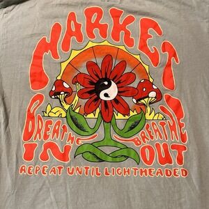 Market Breathwork Crewneck Tee Shirt Sage Green Meditating Flower/shroom Size XL